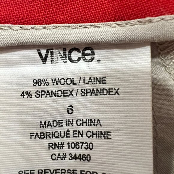 Vince Geranium Red Track Trouser SZ 6 - Picture 9 of 9